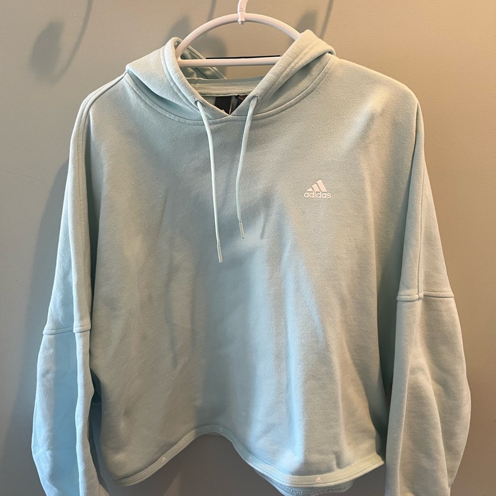 Adidas Women Crop Hoodie. Color: Halo Mint